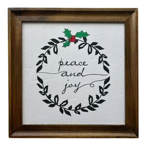 Concepts Wooden Framed Christmas Wall Art “Peace and Joy” 10x10